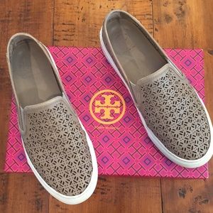 Tory Burch Taupe Slip-On Sneakers